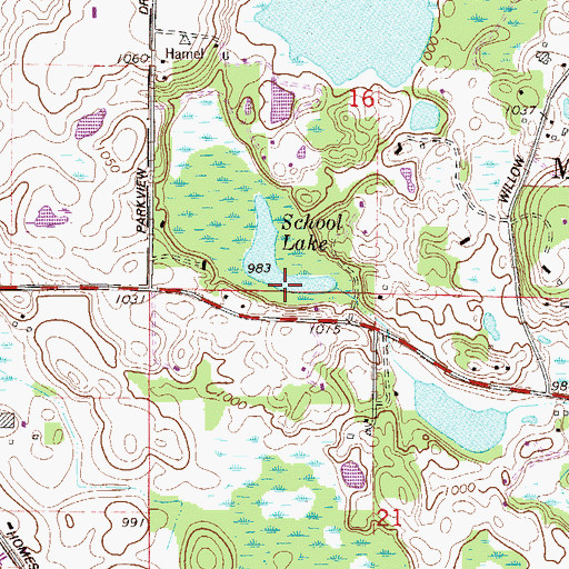 Topographic Map of School Lake, MN