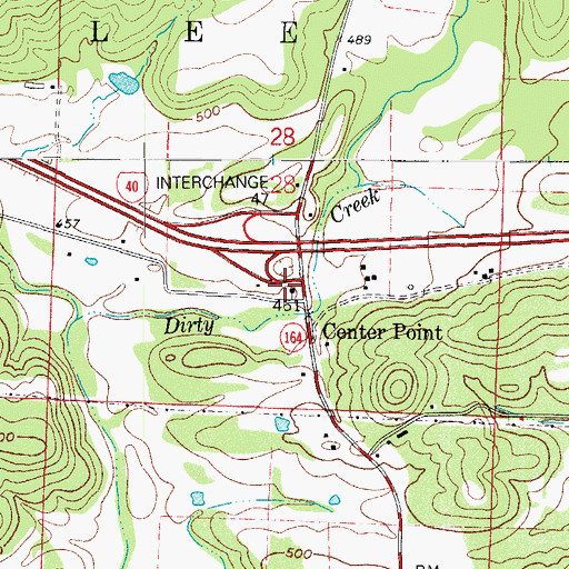 Topographic Map of Center Point Missionary Baptist Church, AR