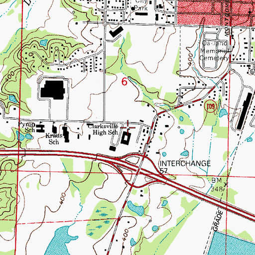 Topographic Map of Clarksville Elementary School, AR