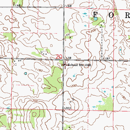 Topographic Map of School Number 1103, MN