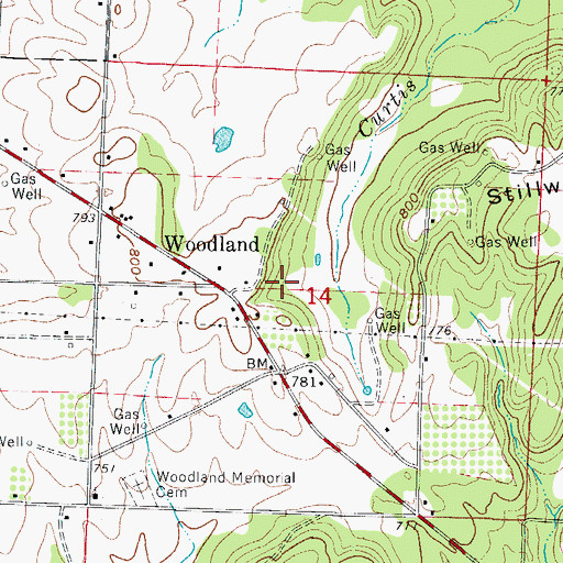 Topographic Map of Clarksville Gas Field, AR