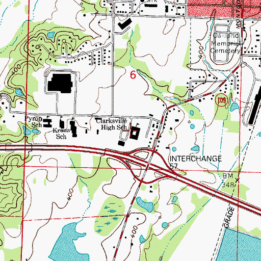 Topographic Map of Clarksville High School, AR