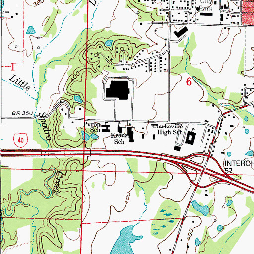 Topographic Map of Clarksville Junior High School, AR