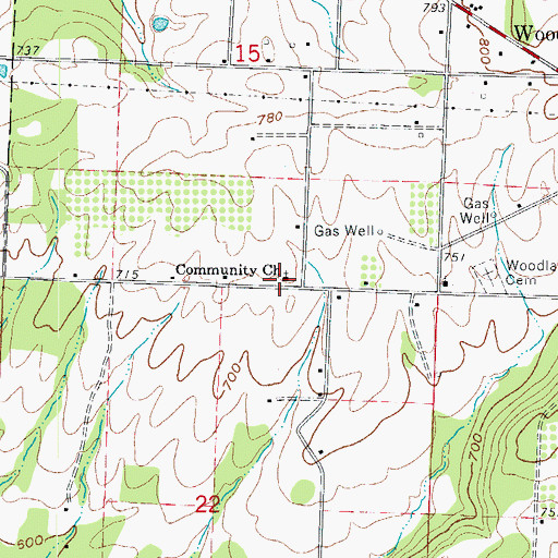 Topographic Map of Community Church, AR