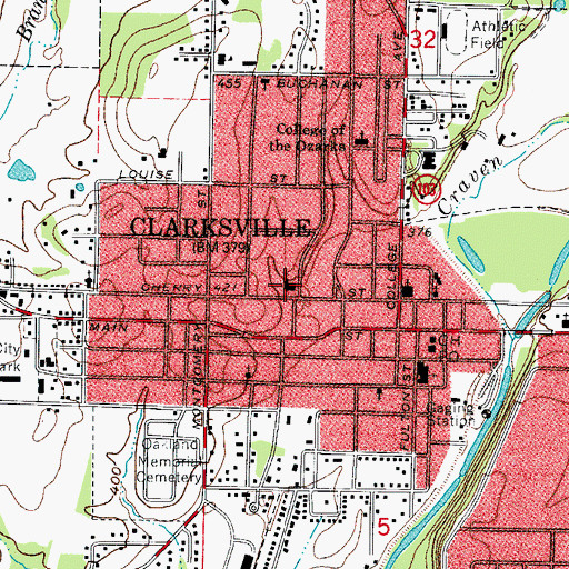 Topographic Map of First Baptist Church, AR