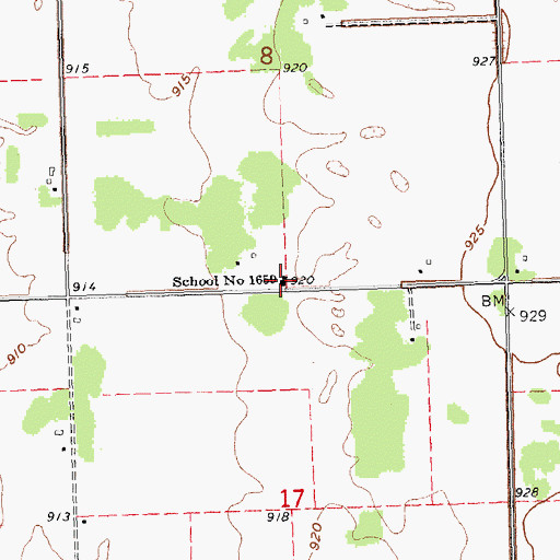 Topographic Map of School Number 1659, MN