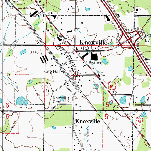 Topographic Map of First Baptist Church of Knoxville, AR