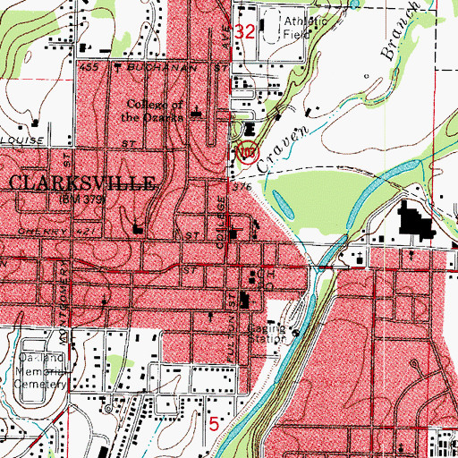 Topographic Map of First Presbyterian Church, AR