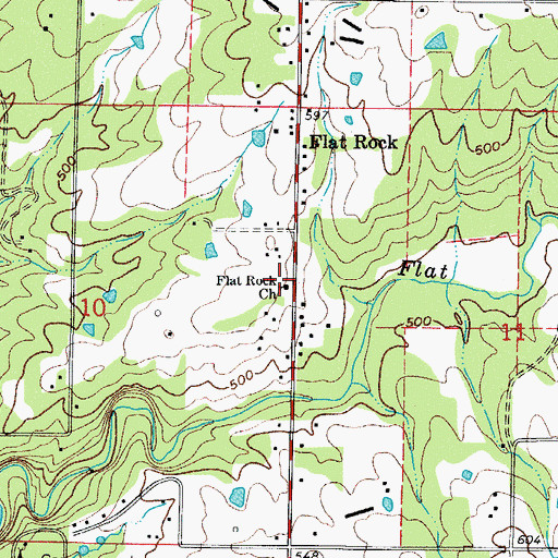 Topographic Map of Flat Rock Assembly of God Church, AR