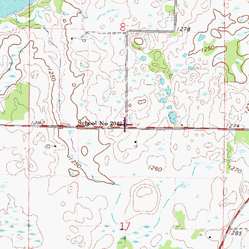 Topographic Map of School Number 2043, MN