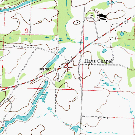 Topographic Map of Hays Chapel United Methodist Church, AR