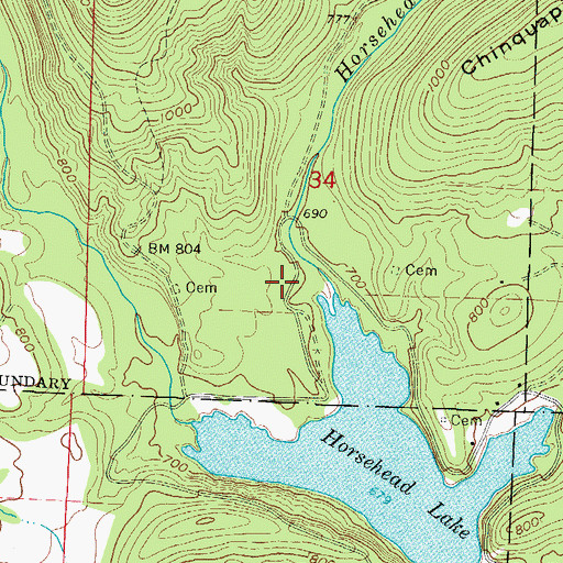 Topographic Map of Horsehead Lake Recreation Area, AR