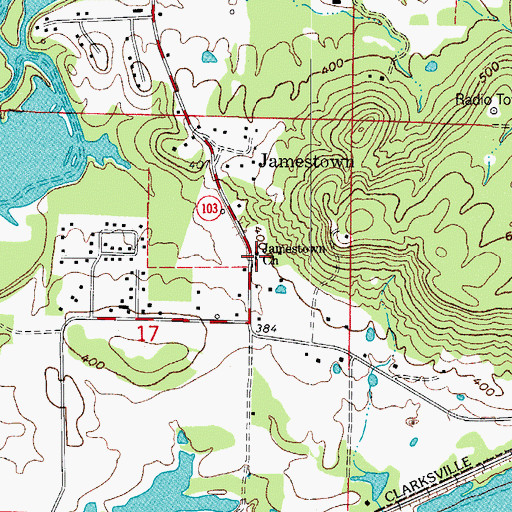Topographic Map of Jamestown Assembly of God Church, AR