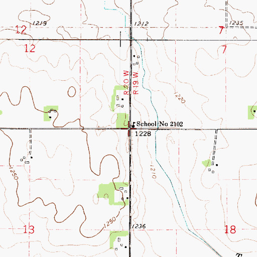 Topographic Map of School Number 2102, MN