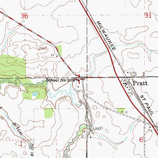 Topographic Map of School Number 2128, MN
