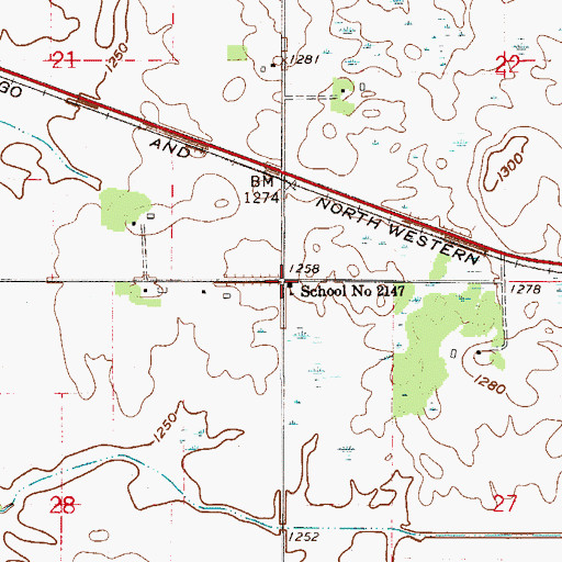 Topographic Map of School Number 2147, MN