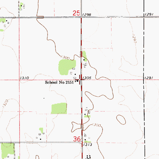 Topographic Map of School Number 2151, MN