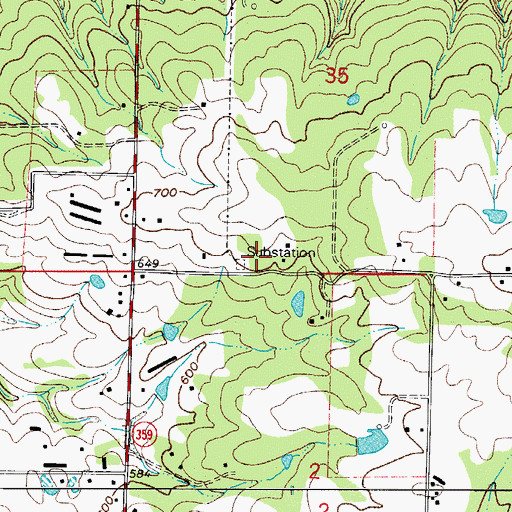 Topographic Map of Knoxville Gas Field, AR