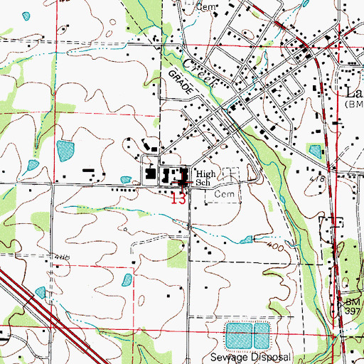 Topographic Map of Lamar High School, AR