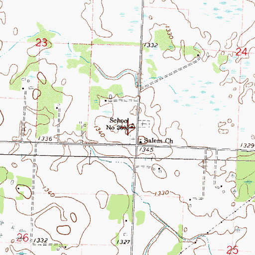 Topographic Map of School Number 2305, MN