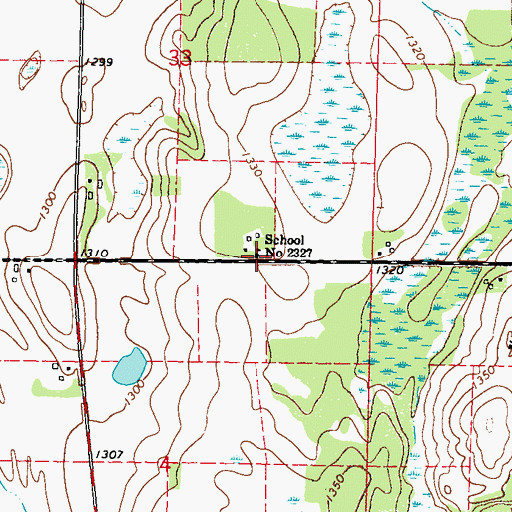 Topographic Map of School Number 2327, MN