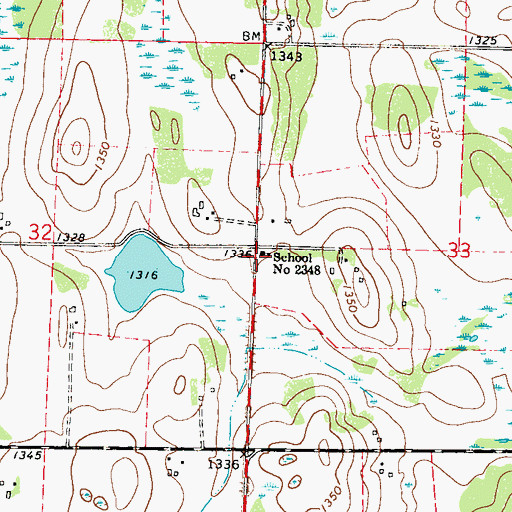 Topographic Map of School Number 2348, MN