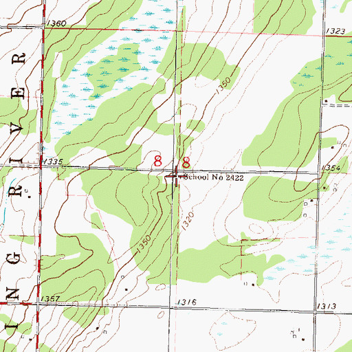 Topographic Map of School Number 2422, MN
