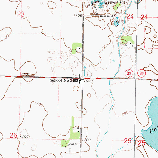 Topographic Map of School Number 2492, MN