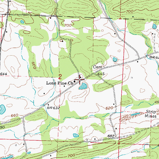 Topographic Map of Lone Pine, AR