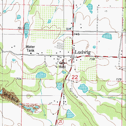 Topographic Map of Ludwig Gas Field, AR