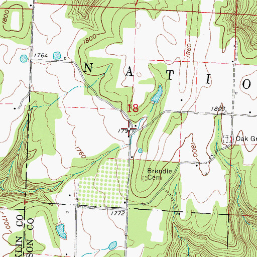 Topographic Map of Oak Grove, AR