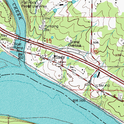 Topographic Map of Piney Bible Baptist Church, AR