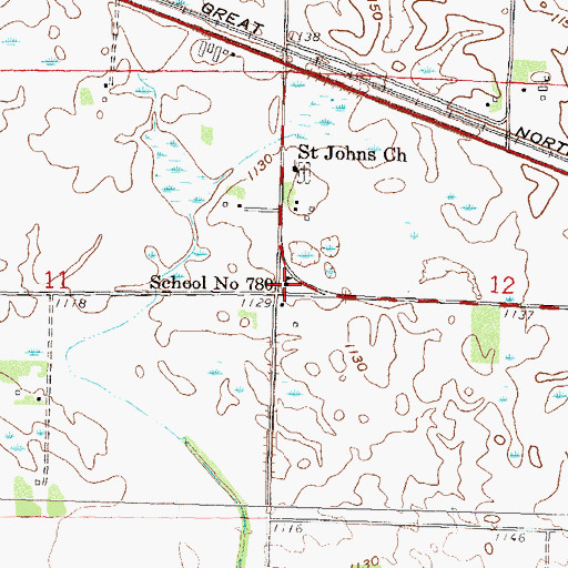 Topographic Map of School Number 780, MN