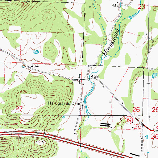 Topographic Map of Smeadley (historical), AR