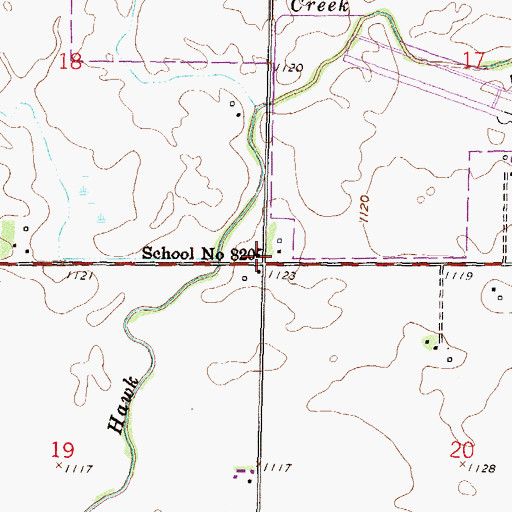 Topographic Map of School Number 820, MN