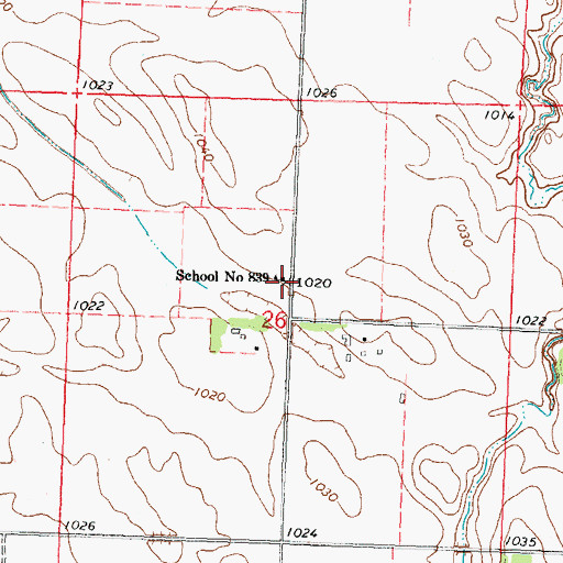 Topographic Map of School Number 839 (historical), MN