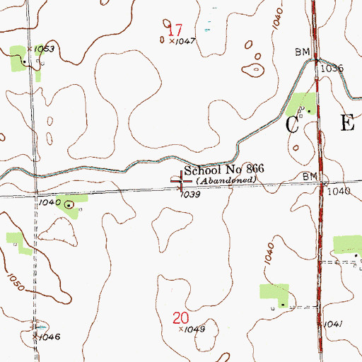Topographic Map of School Number 866 (historical), MN