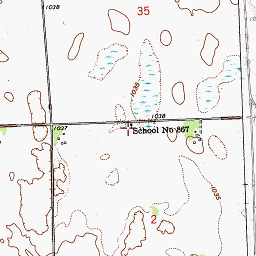 Topographic Map of School Number 867 (historical), MN