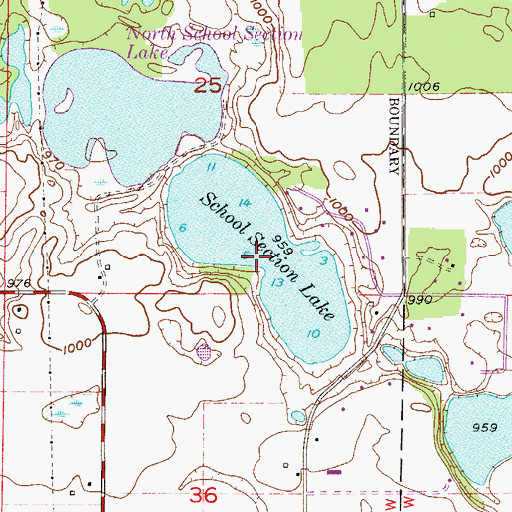 Topographic Map of School Section Lake, MN