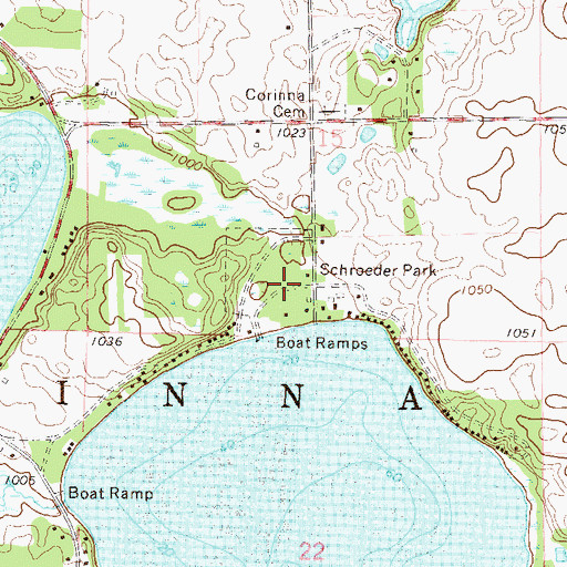 Topographic Map of Schroeder Park, MN