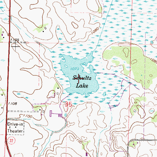 Topographic Map of Schultz Lake, MN