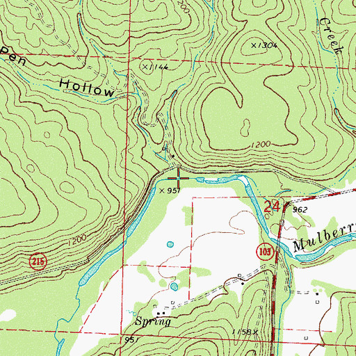 Topographic Map of Wolf Pen Creek, AR