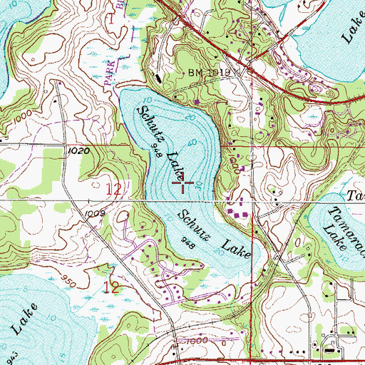 Topographic Map of Schutz Lake, MN