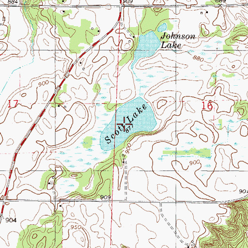Topographic Map of Scott Lake, MN