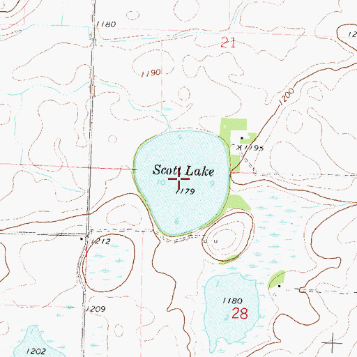 Topographic Map of Scott Lake, MN