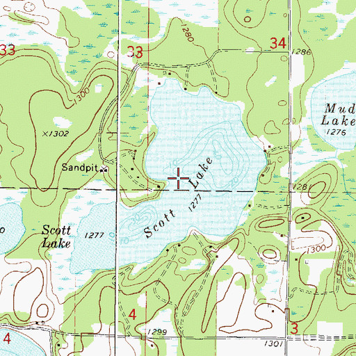 Topographic Map of Scott Lake, MN