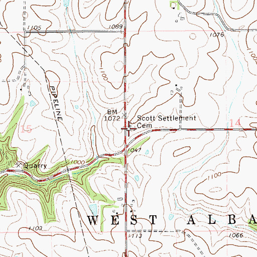 Topographic Map of Scott Settlement Cemetery, MN