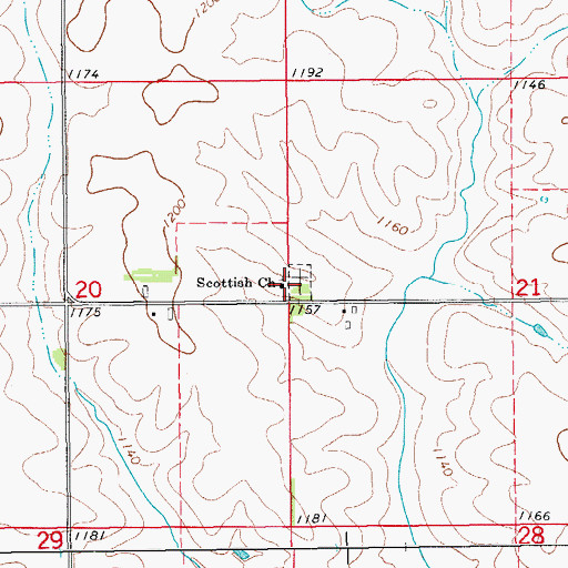Topographic Map of Scottish Church, MN