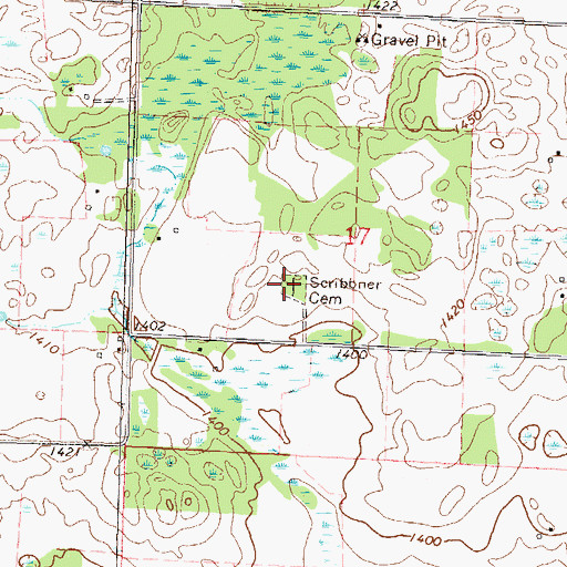 Topographic Map of Scribbner Cemetery, MN