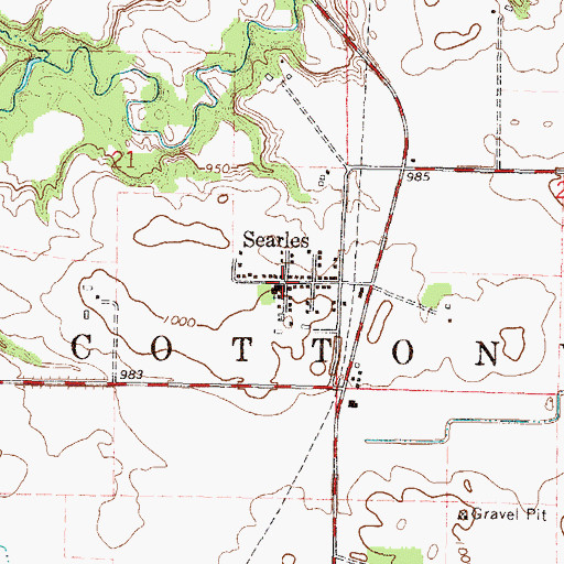 Topographic Map of Searles, MN